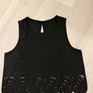 Women’s Black Sleeveless Eyelet Hem Top